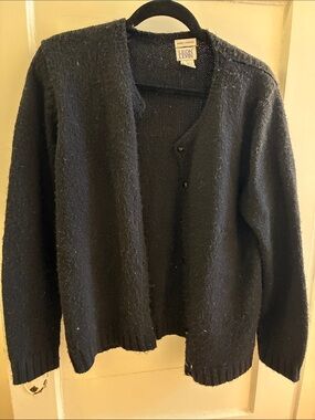 Leon Levin Hand Loomed Black Cardigan Sweater